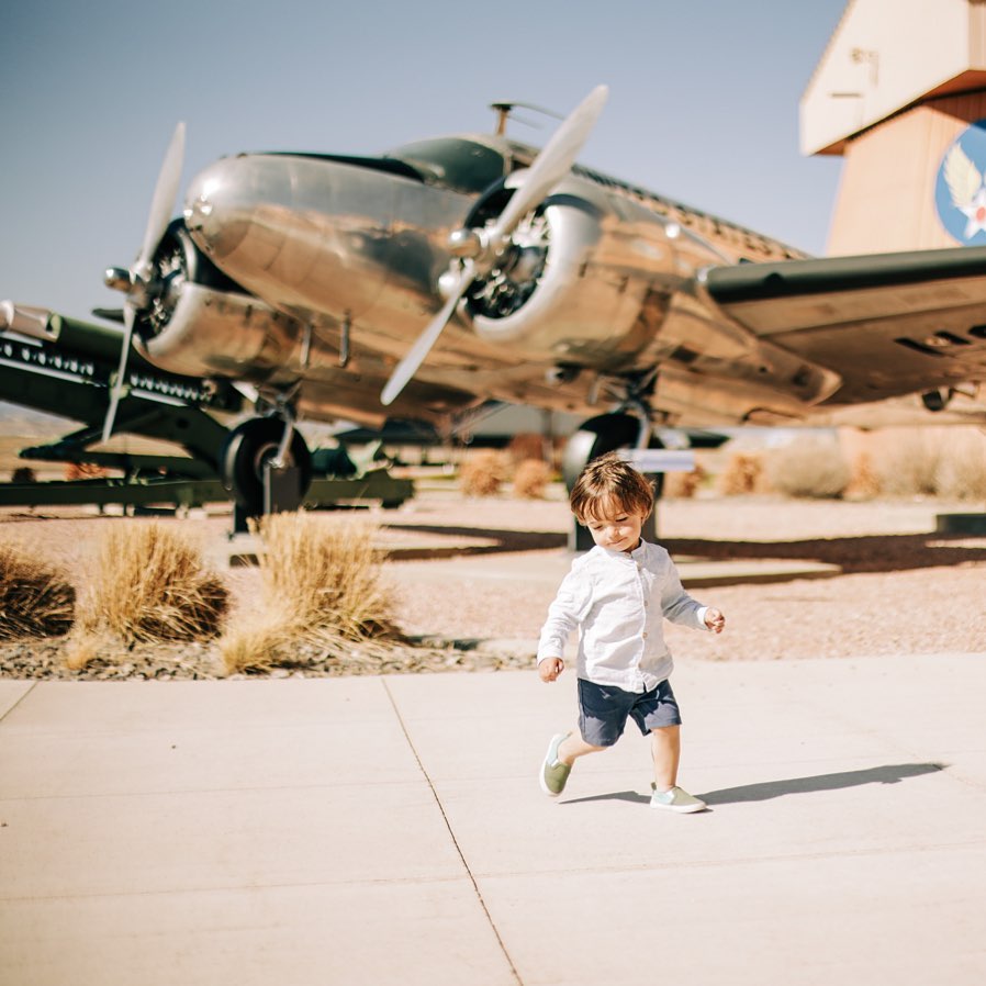 Kid running at free South Dakota Air and Space Museum 
