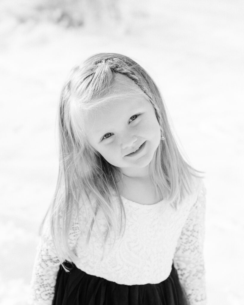 Rapid City Children's photographer black and white portrait of preschool girl