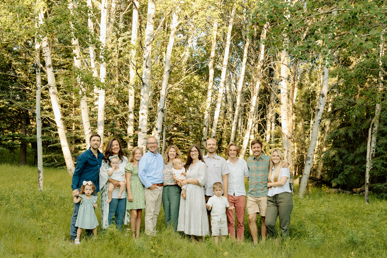 Extended family photo session near an aspen grove in the Black Hills, outside of Rapid City, SD